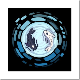 Yin and Yang Koi Whirlpool - Yang Version Posters and Art